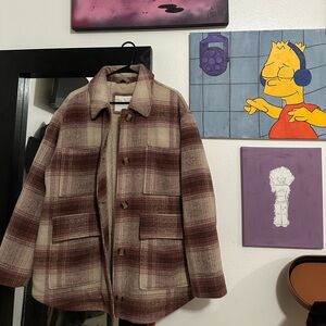 American Eagle Outfitters Burgundy and Cream Jacket